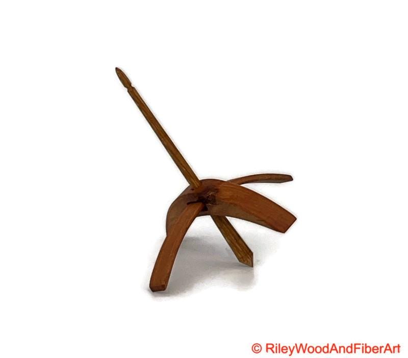 Medium Turkish Drop Spindle - Alder Whorl with White Oak Shaft made by Riley Wood and Fiber Art