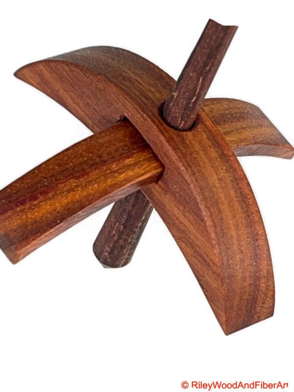 Mini Turkish Drop Spindle - Canary Whorl with Honduran Rosewood Shaft on white background