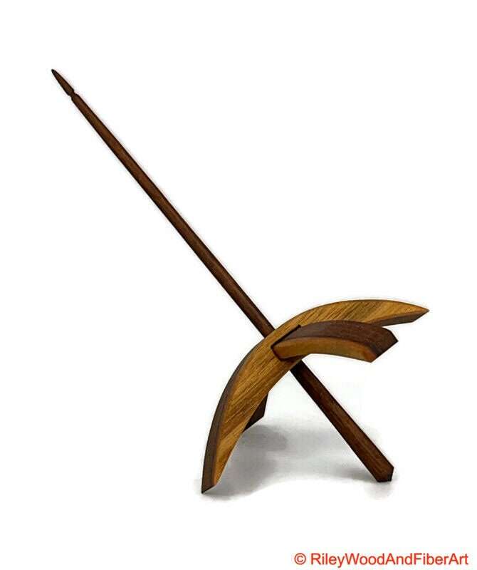 Mega Turkish Drop Spindle - Teak Whorl with Walnut Shaft made by Riley Wood and Fiber Art