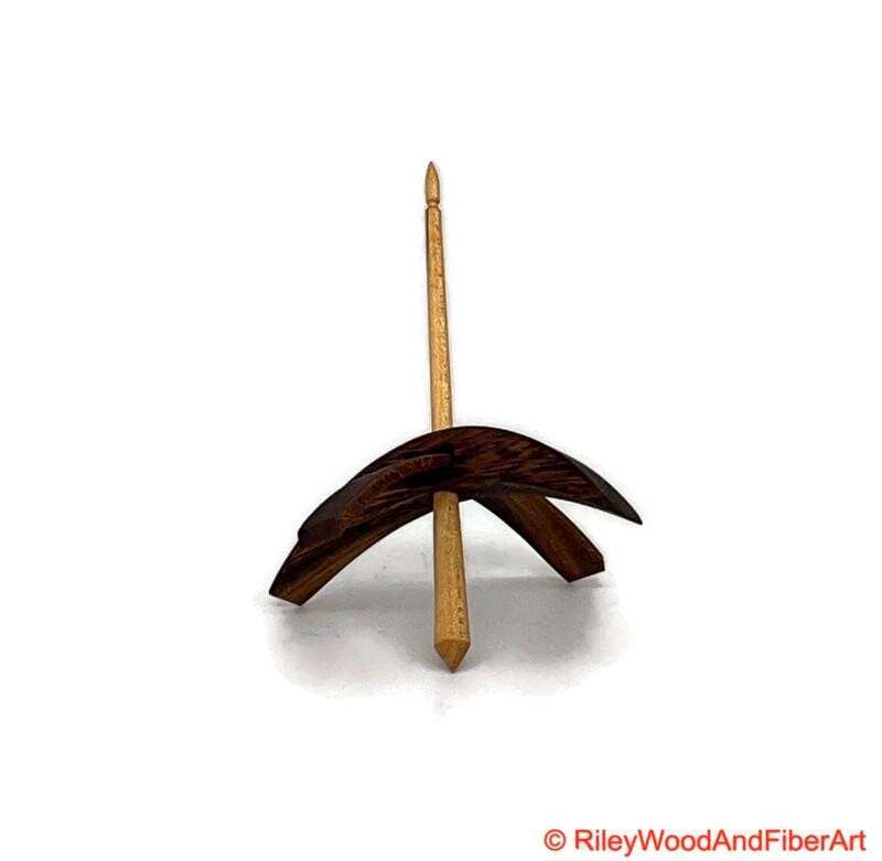 Medium Turkish Drop Spindle - Monkey Pod Whorl with Maple Shaft made by Riley Wood and Fiber Art