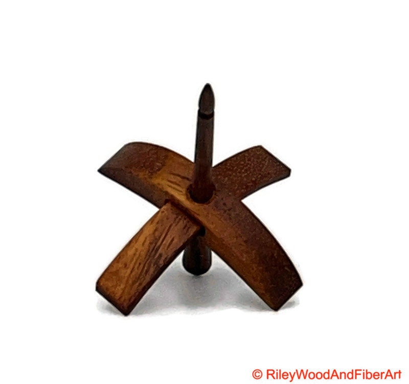 Mini Turkish Drop Spindle - Monkey Pod Whorl with Walnut Shaft made by Riley Wood and Fiber Art