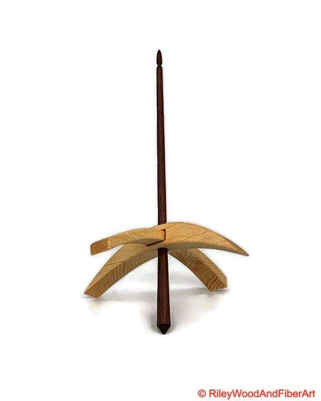 Mega Turkish Drop Spindle - Sitka Spruce Whorl with Walnut Shaft made by Riley Wood and Fiber Art