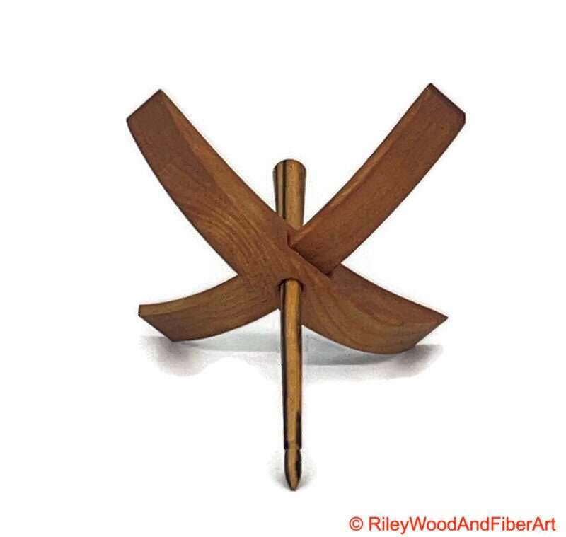 Medium Turkish Drop Spindle - Cherry Whorl with Black & White Ebony Shaft made by Riley Wood and Fiber Art