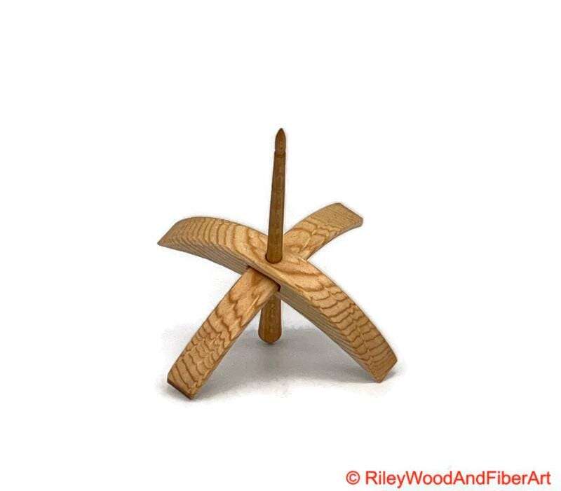 Medium Turkish Drop Spindle - Sitka Spruce Whorl with Apple Shaft made by Riley Wood and Fiber Art