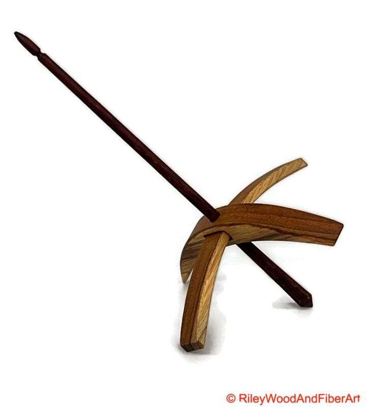 Mega Turkish Drop Spindle - Teak Whorl with Honduran Rosewood Shaft made by Riley Wood and Fiber Art