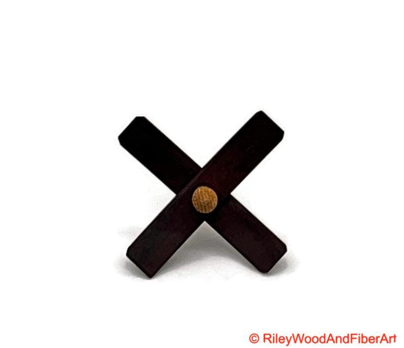 Mini Turkish Drop Spindle - Walnut Whorl with Hickory Shaft on white background
