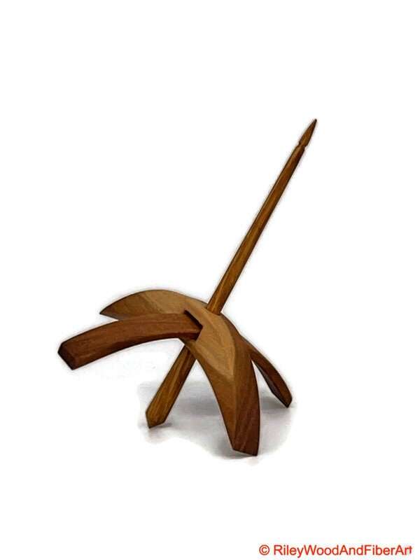Medium Turkish Drop Spindle - Cherry at Demarcation Whorl with White Oak Shaft made by Riley Wood and Fiber Art