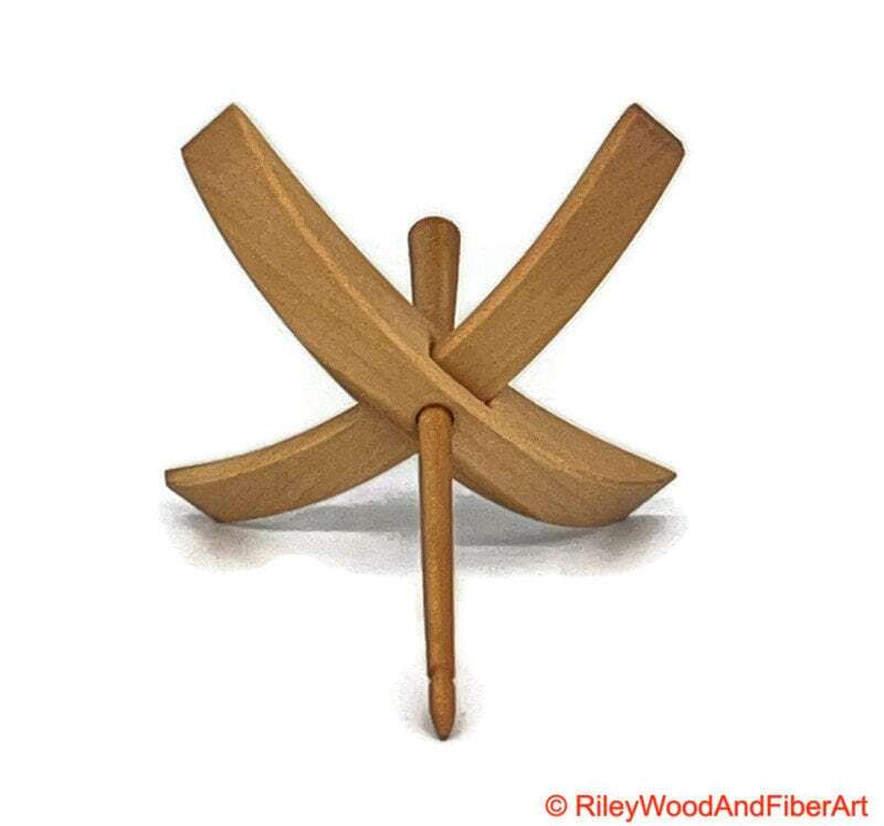 Medium Turkish Drop Spindle - Cherry at Demarcation mostly sapwood Whorl with Cherry Sapwood Shaft made by Riley Wood and Fiber Art