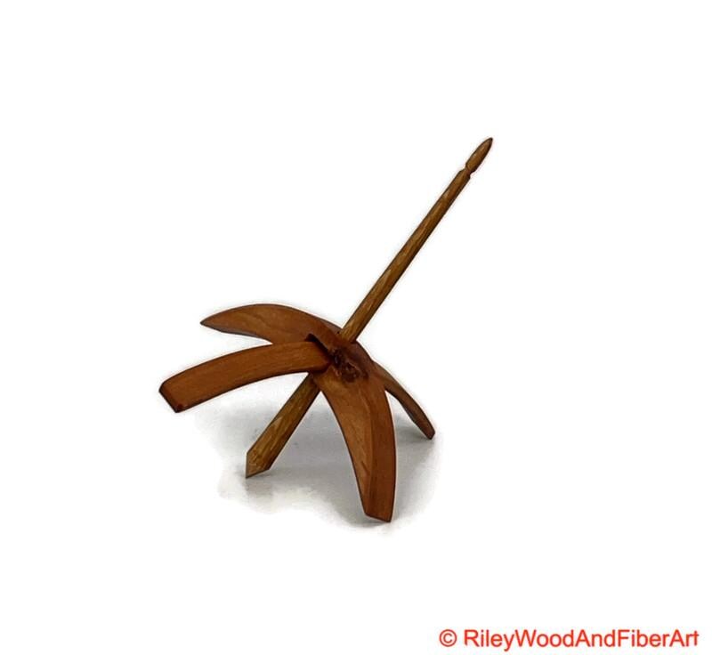 Medium Turkish Drop Spindle - Alder Whorl with White Oak Shaft made by Riley Wood and Fiber Art