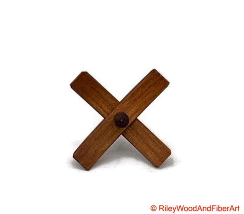 Mini Turkish Drop Spindle - Cherry Whorl with Cocobolo Shaft on white background