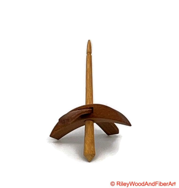 Mini Turkish Drop Spindle - Cherry Whorl with Hickory Shaft made by Riley Wood and Fiber Art