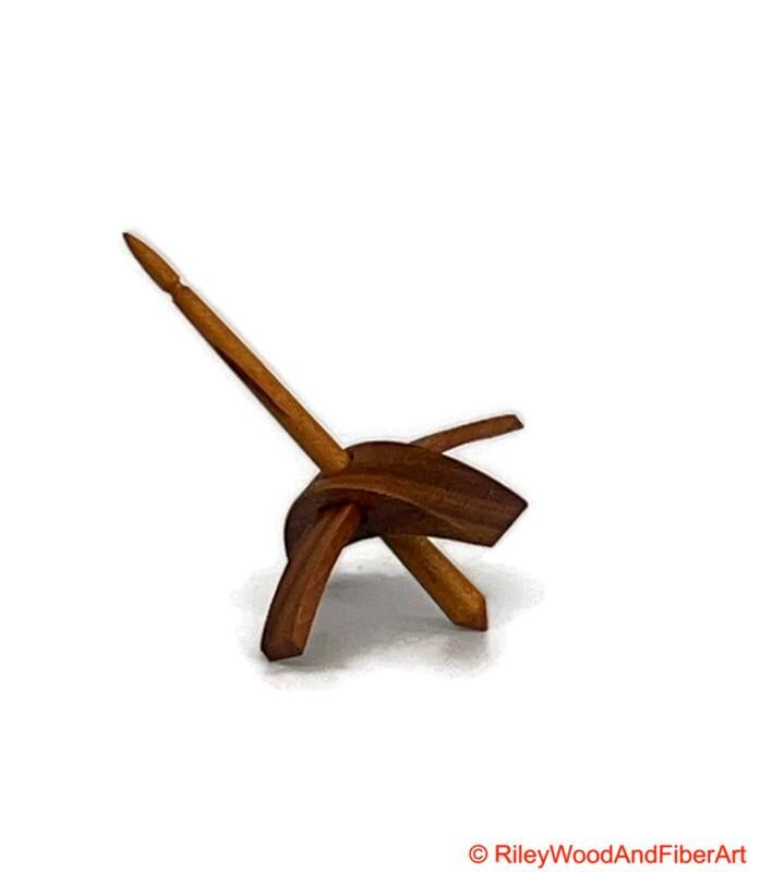 Mini Turkish Drop Spindle - Canary Whorl with Maple Heartwood Shaft on white background
