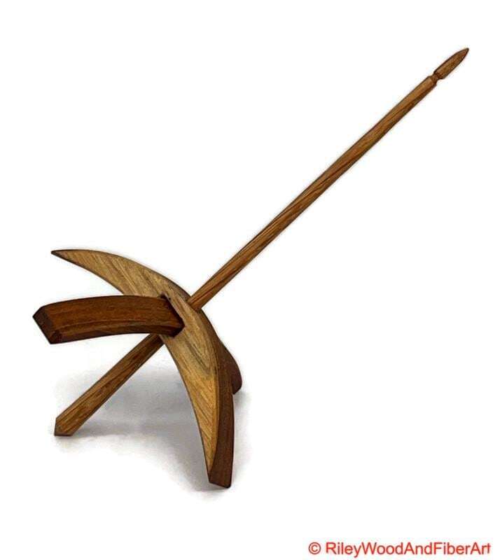Mega Turkish Drop Spindle - Teak Whorl with White Oak Shaft made by Riley Wood and Fiber Art