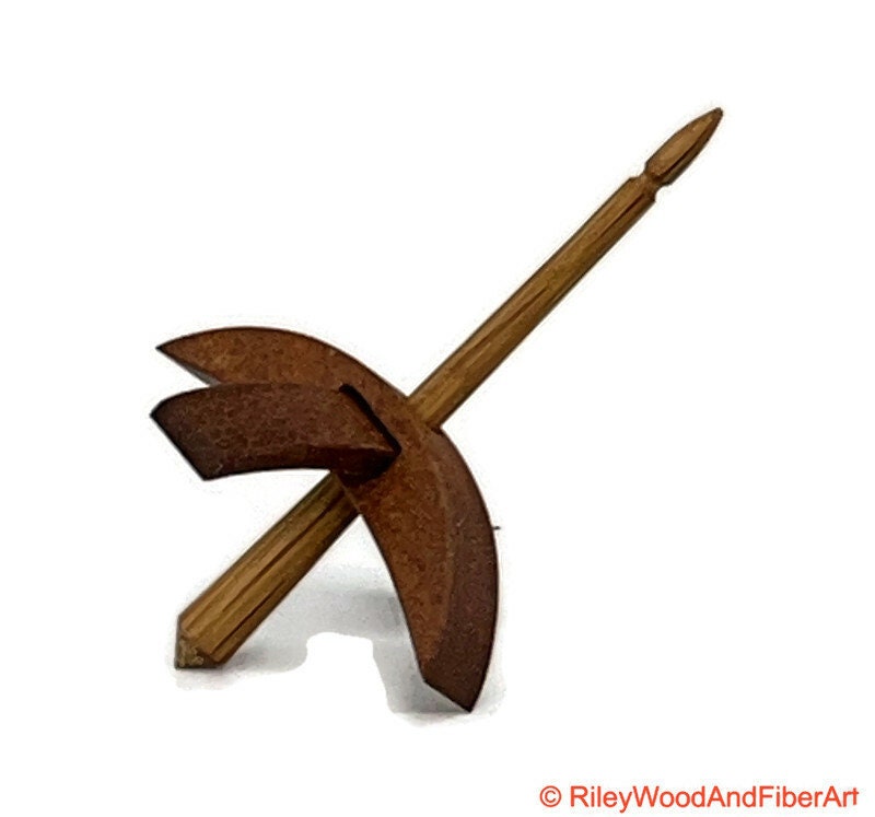 Mini Turkish Drop Spindle - Tzalam Whorl with White Oak Shaft Made by Riley Wood and Fiber Art