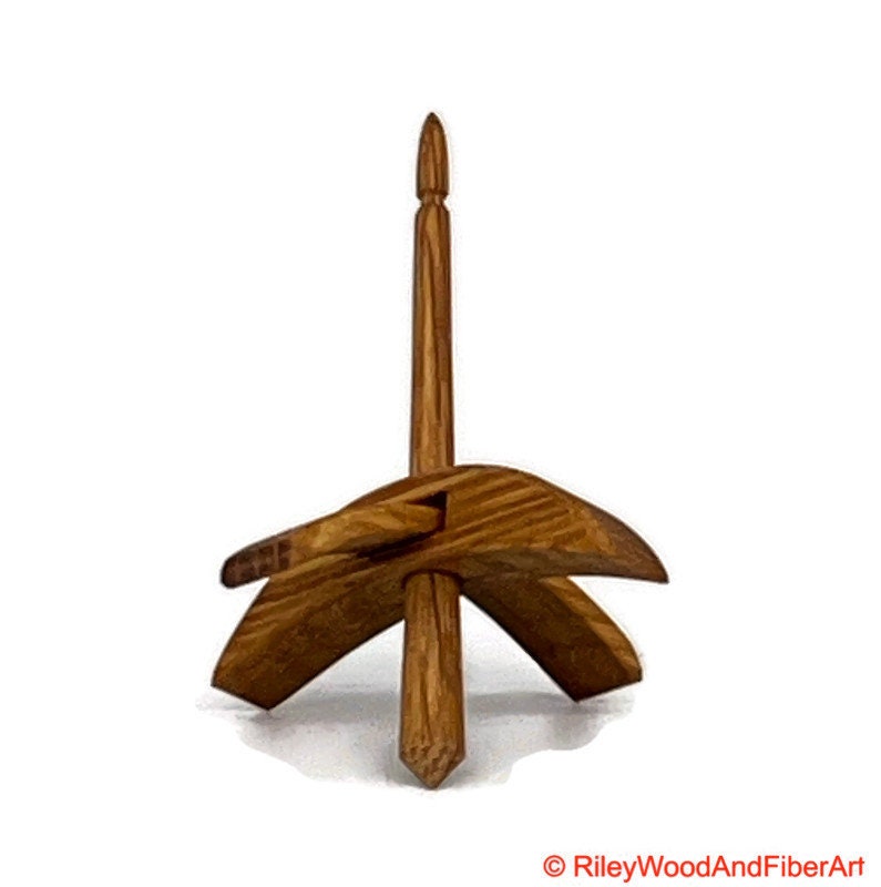 Mini Turkish Drop Spindle - White Oak Whorl with White Oak Shaft on white background