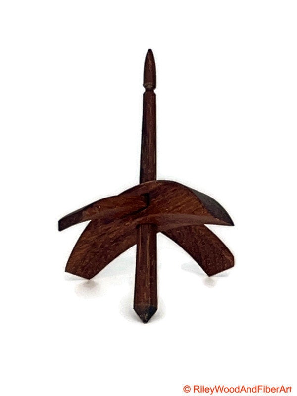 Mini Turkish Drop Spindle - Tzalam Whorl with Honduran Rosewood Shaft on white background