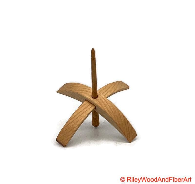 Medium Turkish Drop Spindle - Maple Whorl with Hickory Shaft made by Riley Wood and Fiber Art
