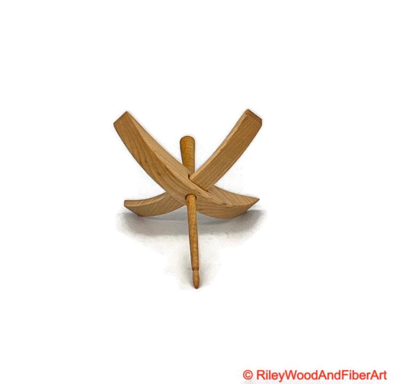 Medium Turkish Drop Spindle - Maple Whorl with Curly Maple Shaft made by Riley Wood and Fiber Art