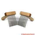 Standard Wool/Fiber Combs Single Row - Maple and Maple on white background