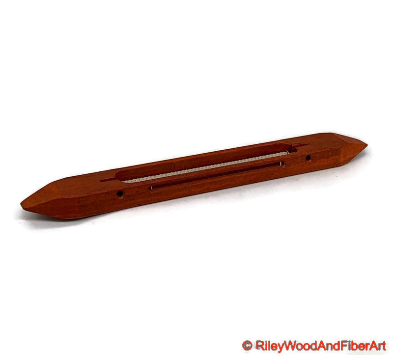 Slim Boat Shuttle - Closed Bottom 12" Padauk made by Riley Wood and Fiber Art