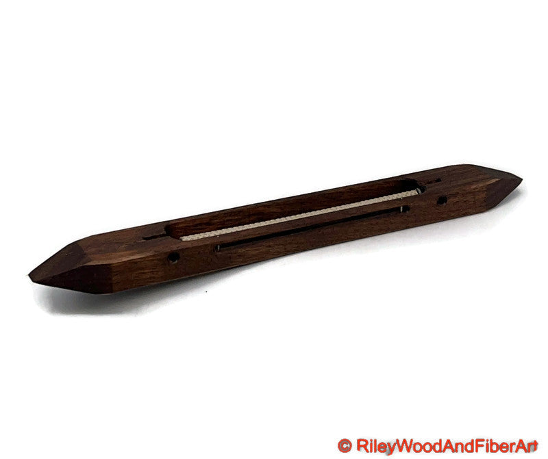 Slim Boat Shuttle - Closed Bottom 12" Walnut made by Riley Wood and Fiber Art