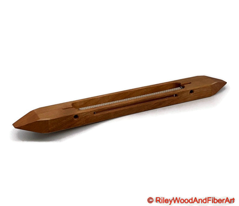 Slim Boat Shuttle - Closed Bottom 12" Cherry made by Riley Wood and Fiber Art