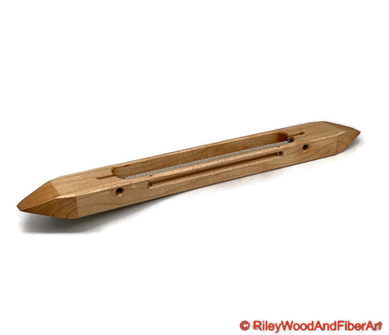 Slim Boat Shuttle - Closed Bottom 12" Maple made by Riley Wood and Fiber Art