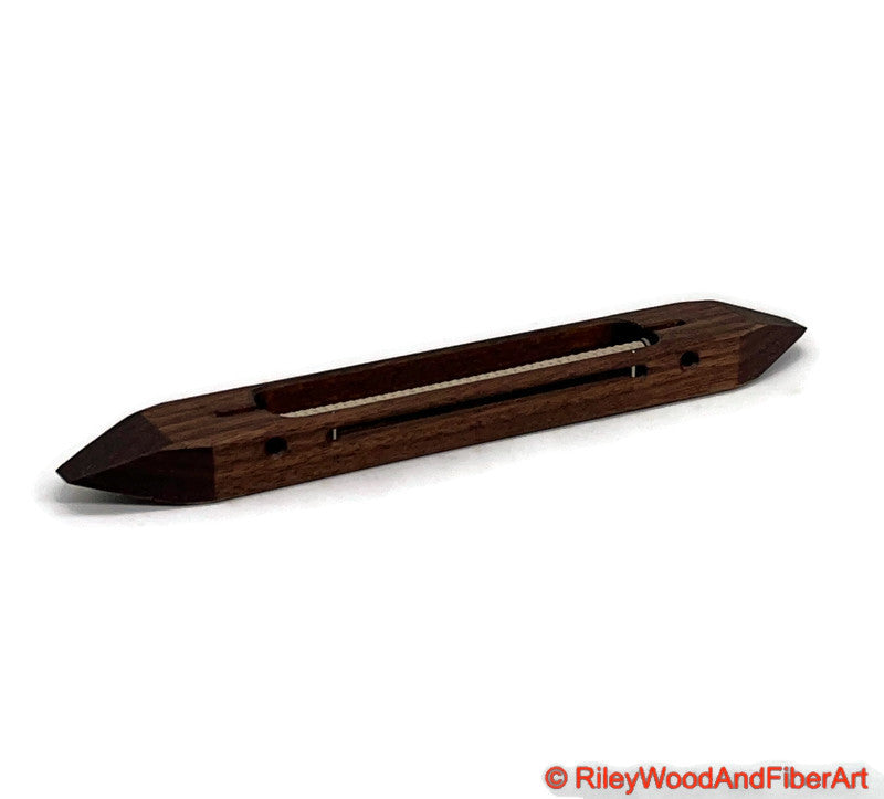 Slim Boat Shuttle - Closed Bottom 10" Walnut made by Riley Wood and Fiber Art