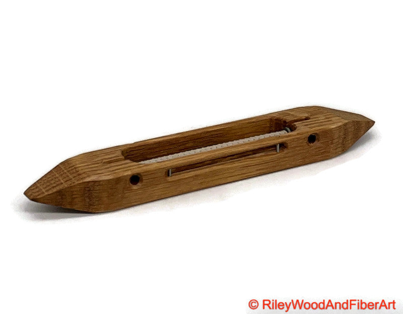 Slim Boat Shuttle - Closed Bottom 8" Quartersawn White Oak made by Riley Wood and Fiber Art