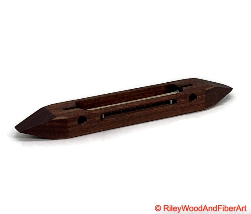 Slim Boat Shuttle - Closed Bottom 8" Walnut made by Riley Wood and Fiber Art